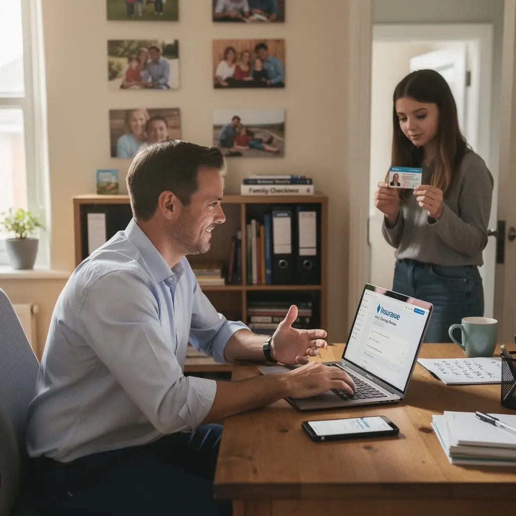 A close-up of a smartphone displaying a reminder notification for auto insurance renewal.